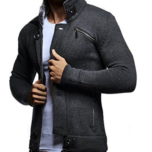 Leif Nelson Men’s Knitted Cardigan Slim Fit Hoodie.  Size L - Picture 2 of 16